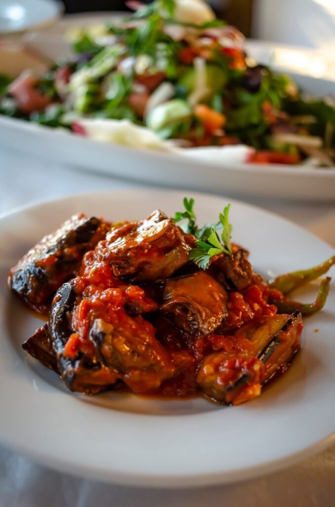 a close up of a plate of food on a table